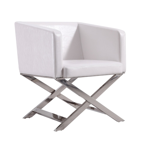 Manhattan Comfort Hollywood Lounge Accent Chair in White and Polished Chrome AC050-WH - main